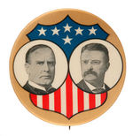 LARGE SIZE McKINLEY & ROOSEVELT WITH MATCHING “BRYAN/STEVENSON” JUGATE BUTTONS.