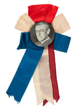 WOODROW WILSON PORTRAIT BUTTON WITH FABRIC ACCENT.
