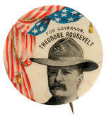 “FOR GOVERNOR THEODORE ROOSEVELT” 1898 PORTRAIT BUTTON.