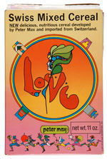 PETER MAX "LOVE SWISS MIXED CEREAL" BOX.