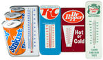 “CANADA DRY/DR. PEPPER/SUNKIST/RC” GROUP OF FOUR TIN LITHO THERMOMETERS.