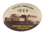 HAND-TINTED OVAL SHOWS "POLAND" EXPO BUILDING.