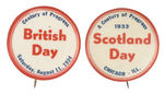 "BRITISH DAY" AND "SCOTLAND DAY" CHICAGO EXPO RARE PAIR.