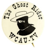 “THE GHOST RIDER” PHILADELPHIA TV CLUB BUTTON FROM THE HAKE COLLECTION.