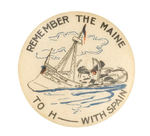 RARE BUTTON DEPICTS MAINE DESTROYED.