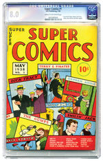 SUPER COMICS #1 MAY 1938 CGC 8.0 CREAM TO OFF-WHITE PAGES.