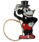 MICKEY MOUSE FIVE FINGERS DIE-CUT TIN LITHO MECHANICAL NOVELTY PIN, CIRCA 1932.