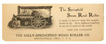 "KELLY SPRINGFIELD ROAD ROLLER CO" CELLULOID COVERED MEMO WITH ILLUSTRATIONS OF THEIR EQUIPMENT.