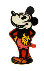 MICKEY MOUSE EXTREMELY EARLY GERMAN TIN STICKPIN SHOWING HIM WITH FIVE FINGERS.