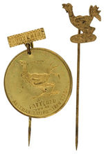 AULTMAN-TAYLOR MACHINERY CO. PAIR OF STICKPINS, ONE WITH MEDALLION.