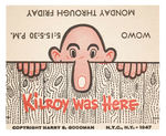 WWII CHARACTER "KILROY" ON 1947 RADIO STATION CARD.