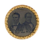 "LINCOLN AND HAMLIN" 1860 JUGATE FERROTYPE WITH NAMES BELOW.