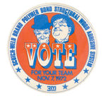 LAUREL & HARDY FIRST SEEN 3.5" ADVERTISING BUTTON FROM 1972.