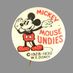 "MICKEY MOUSE UNDIES" CLASSIC EARLY 1930s BUTTON.