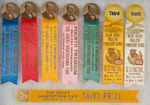 POULTRY FANCIERS AWARD RIBBON BADGES GROUP OF EIGHT.