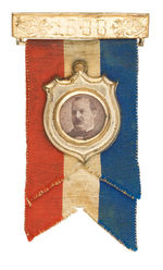 CLEVELAND REAL PHOTO UNDER GLASS ON "1888" RIBBON BADGE.