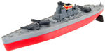 "BATTERY OPERATED FAMOUS BATTLESHIP/AIRCRAFT CARRIER" BOXED TOY PAIR.