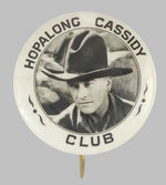 "HOPALONG CASSIDY CLUB" RARE REAL PHOTO BUTTON.