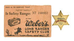 WEBER'S BREAD RARE MEMBER'S CODE CARD WITH BADGE.