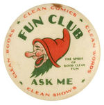 DC COMICS EARLY AND RARE "FUN CLUB" COMIC BOOK PREMIUM BUTTON.