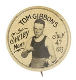 RARE GIBBONS/DEMPSEY 1923 FIGHT BUTTON.
