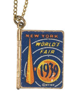 NYWF 1939 MINIATURE METAL BOOK WITH PICTURE PAGES.