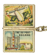 NYWF 1939 MINIATURE METAL BOOK WITH PICTURE PAGES.