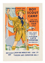 BOY SCOUT BEAUTIFUL POSTER STAMP PAIR INCLUDING WORLD'S FAIRS REFERENCE.