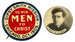 FAMED EVANGELIST "GYPSY SMITH" BUTTON AND BUTTON FOR RELIGIOUS SONG COMPOSER.