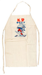 WWII GOOFY "K.P. DUTY" APRON/SPECIAL HOLLYWOOD DINNER PROGRAM.