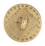 ANDREW JACKSON 1829 INAUGURAL CLOTHING BUTTON FROM THE PHILIP G. STRAUS COLLECTION.