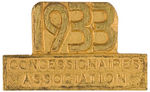 "CONCESSIONAIRES ASSOCIATION 1933" RARE BRASS LAPEL STUD.