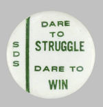 EARLY "SDS" VIETNAM PROTEST BUTTON.