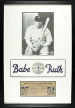 "OFFICIAL BABE RUTH UNIFORM" IRON-ON LETTERS/PATCH WITH ENVELOPE FRAMED.