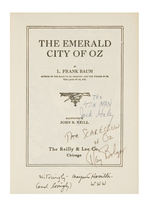 "THE WIZARD OF OZ" CAST-SIGNED BOOK "THE EMERALD CITY OF OZ."