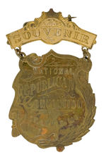 "SOUVENIR" BRASS BADGE FROM 1896 "NATIONAL REPUBLICAN CONVENTION."