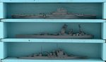 WORLD WAR II "U.S. NAVY MINIATURE BRITISH SHIP MODELS" SET IN SELF-CONTAINED WOOD DISPLAY CASE.