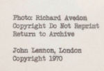 JOHN LENNON ORIGINAL PRESS PHOTO BY RICHARD AVEDON.