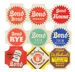 BOND BREAD AND OTHERS MISCELLANEOUS BREAD END LABELS.