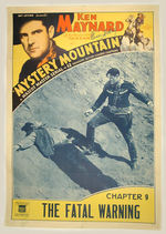 "KEN MAYNARD IN MYSTERY MOUNTAIN" LINEN-MOUNTED POSTER WITH GENE AUTRY SIGNATURE.
