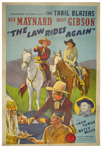 KEN MAYNARD/HOOT GIBSON "THE LAW RIDES AGAIN" LINEN-MOUNTED MOVIE POSTER.