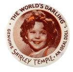RAREST VARIETY SHIRLEY TEMPLE DOLL BUTTON.