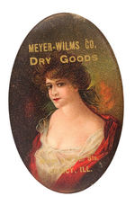 MULTICOLOR LADY WITH GOLD IMPRINT FROM QUINCY, ILL. MIRROR.