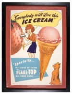 ORPHAN ANNIE ICE CREAM/FLARE-TOP CONE STORE SIGN FRAMED.