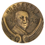 WONDERFUL FDR BRASS PIN INSCRIBED "ROOSEVELT WILL FLY IN 1932."