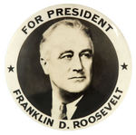 UNLISTED LARGE 3.5" REAL PHOTO BUTTON OF FDR LIKELY 1932.