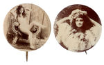 "LITTLE EGYPT 1904" BUTTON PAIR LIKELY FROM ST. LOUIS EXPO FROM HAKE COLLECTION & CPB.