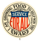 "SOUTH CAROLINA 1917 I AM GROWING FOOD TO HELP WIN THE WAR" BUTTON.