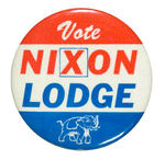 1960 VOTE NIXON/LODGE BUTTON WITH TIE.