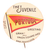 SAN FRANCISCO DEPARTMENT STORE EARLY 1900s "PORTOLA" FESTIVAL LARGE BUTTON.